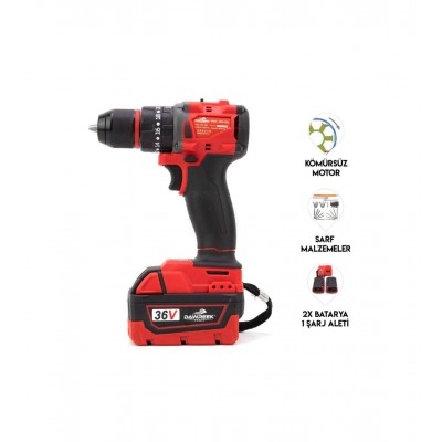 DAWREEK ADN0125 36V Şarjlı Darbeli Matkap Kömürsüz Motor 20 Tork Ayarlı